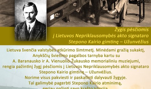Kviečia keliauti pėsčiomis į Signataro Stepono Kairio gimtinę