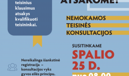 Spalio 25-ąją bus teikiamos nemokamos teisinės konsultacijos 