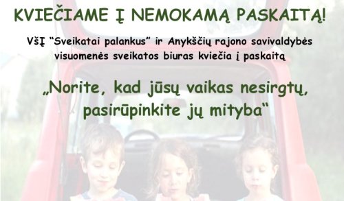 Vyks paskaita „Norite, kad jūsų vaikas nesirgtų, pasirūpinkite jų mityba“
