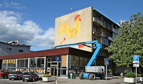 Anykščių miesto centre piešiamas pirmasis gatvės meno kūrinys 