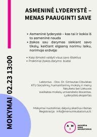 Nuotoliniai mokymai „Asmeninė lyderystė - menas paauginti save"