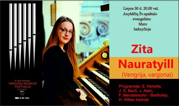 Vargonų festivalyje viena perspektyviausių, jaunosios kartos vargonininkių iš Vengrijos Zita...
