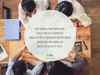 Bendruomeninės ir nevyriausybinės organizacijos kviečiamos teikti paraiškas  iki š. m. kovo 31 d.