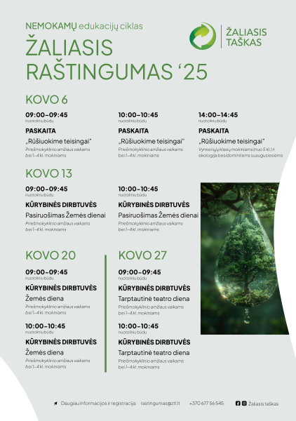 Nemokamų edukacijų ciklas "Žaliasis raštingumas" - kovas