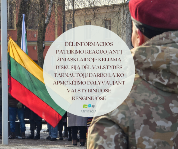 Dėl informacijos pateikimo reaguojant į žiniasklaidoje keliamą diskusiją dėl valstybės tarnautojų...