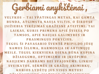 Mero sveikinimas šv. Velykų proga