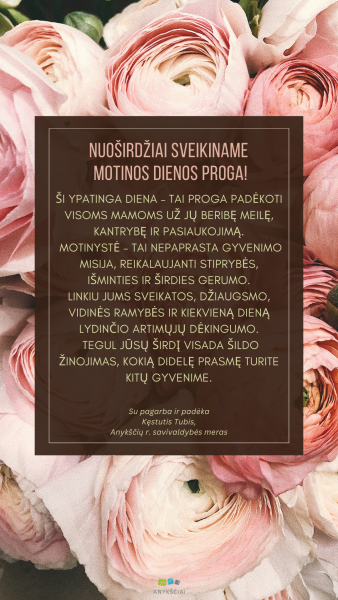Mero sveikinimas Motinos dienos proga