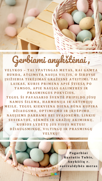 Mero sveikinimas šv. Velykų proga