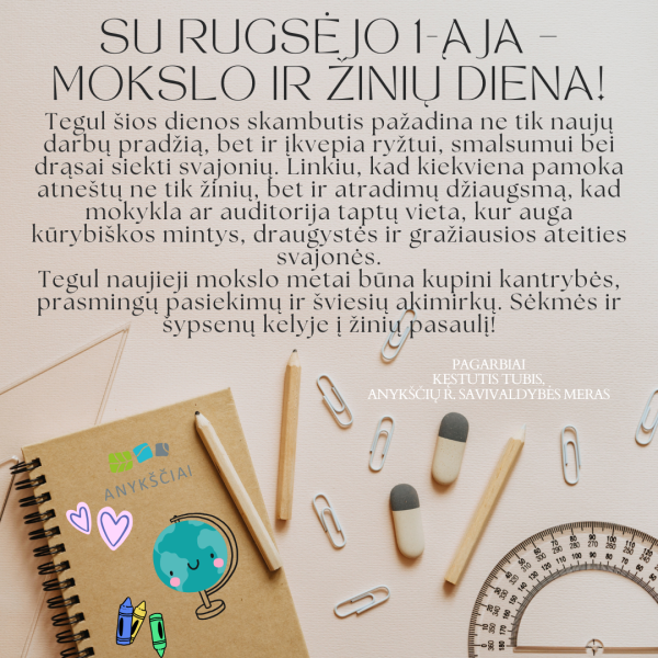 Rugsėjo 1-osios sveikinimas