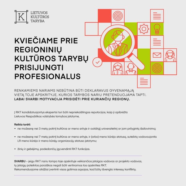 Lietuvos kultūros taryba skelbia Regioninių kultūros tarybų rinkimus