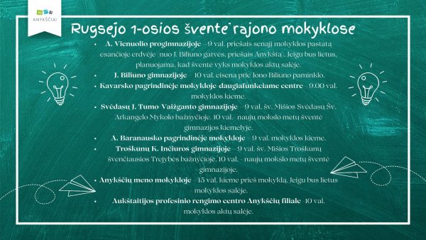 Rugsėjo 1-osios šventė rajono ugdymo įstaigose