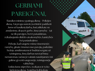 Mero sveikinimas Policijos (Angelų sargų) dienos proga