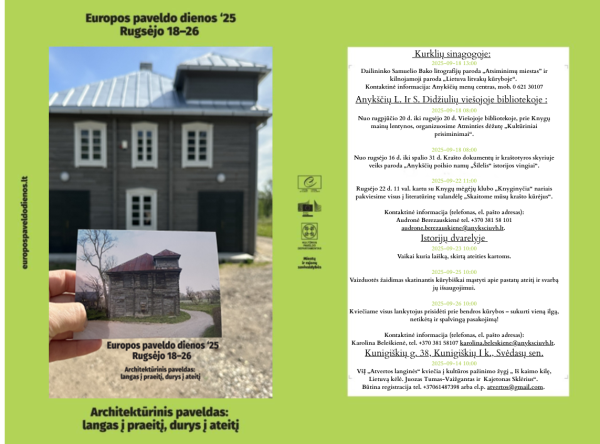 EUROPOS PAVELDO DIENOS „Architektūrinis paveldas: langas į praeitį, durys į ateitį“