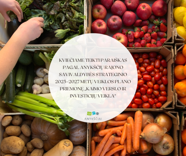 Kviečiame teikti paraiškas pagal Anykščių rajono savivaldybės strateginio 2025–2027 metų veiklos...