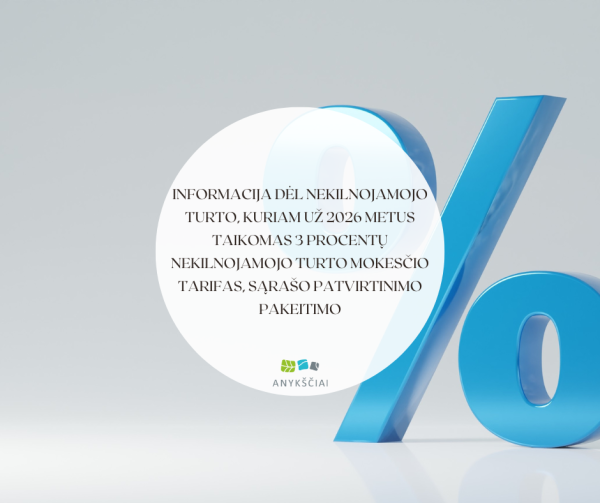 INFORMACIJA DĖL NEKILNOJAMOJO TURTO, KURIAM UŽ 2026 METUS TAIKOMAS 3 PROCENTŲ NEKILNOJAMOJO TURTO...