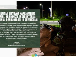 Sveikinimas Lietuvos kariuomenės dienos proga