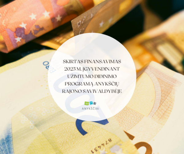 SKIRTAS FINANSAVIMAS 2025 M. ĮGYVENDINANT UŽIMTUMO DIDINIMO PROGRAMĄ ANYKŠČIŲ RAJONO SAVIVALDYBĖJE