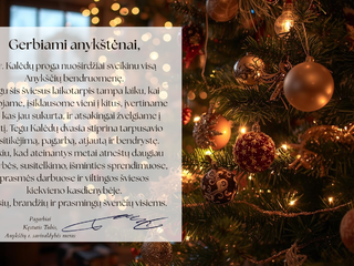 Mero sveikinimas šv. Kalėdų ir Naujųjų metų proga