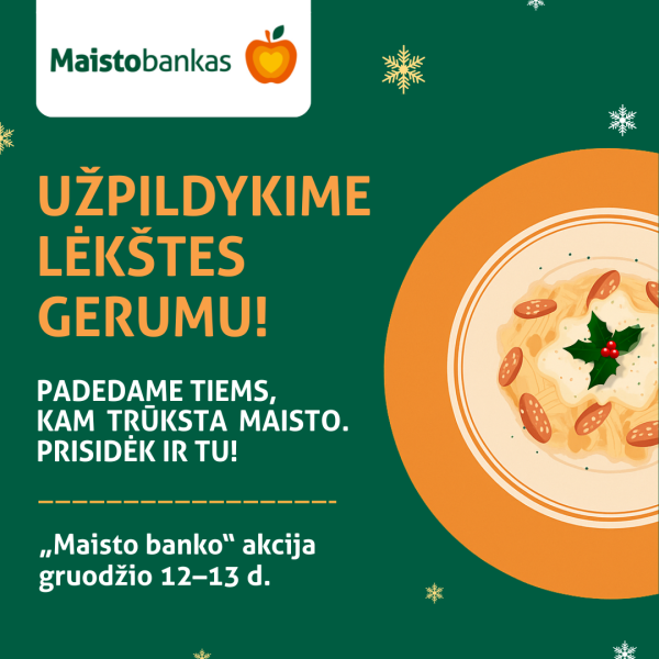 Tūkstančiai savanorių kviečia prisidėti: šį savaitgalį parduotuvėse vyks „Maisto banko“ akcija