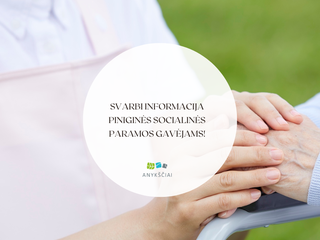 Svarbi informacija piniginės socialinės paramos gavėjams!