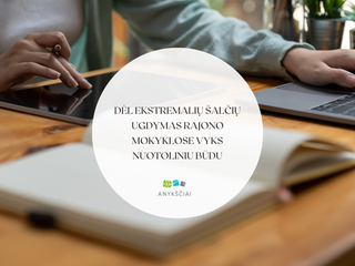 Dėl ekstremalių šalčių ugdymas rajono mokyklose vyks nuotoliniu būdu