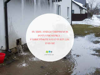 SVARBU: Sniego tirpsmas ir potvynio rizika – pasirūpinkite savo turtu jau dabar!