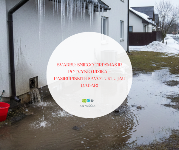SVARBU: Sniego tirpsmas ir potvynio rizika – pasirūpinkite savo turtu jau dabar!