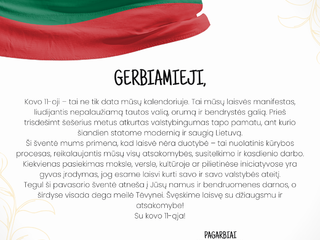 Savivaldybės mero sveikinimas Kovo 11-osios proga