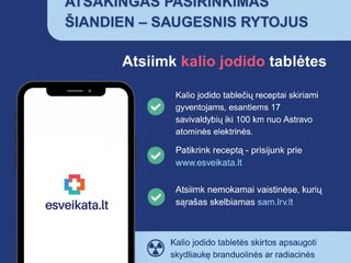 Gyventojams primenama apie periodiškai išrašomus kalio jodido tablečių receptus