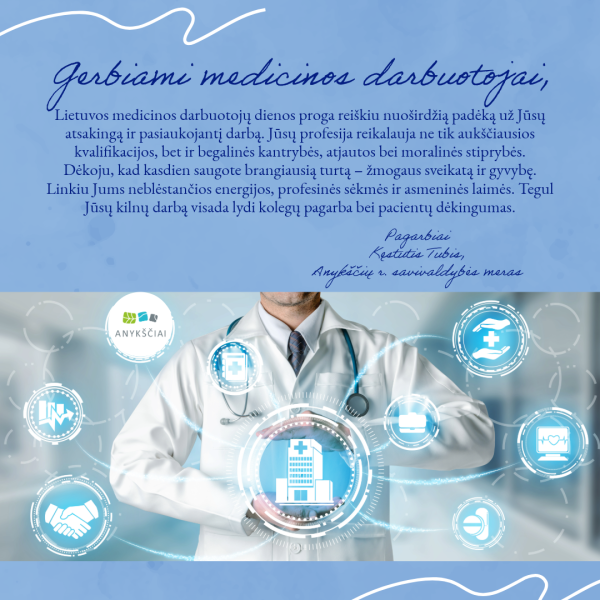Mero sveikinimas Medicinos darbuotojų dienos proga