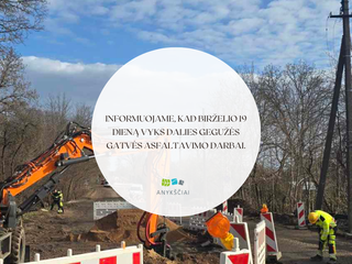 Informuojame, kad birželio 19 dieną vyks dalies Gegužės gatvės asfaltavimo darbai