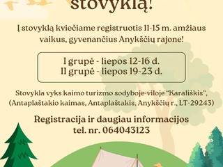 KVIEČIAME Į NEMOKAMĄ 5 DIENŲ VAIKŲ SVEIKATINGUMO STOVYKLĄ!