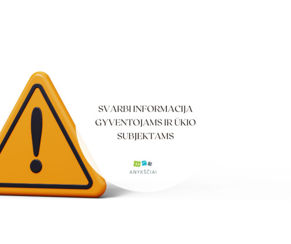 SVARBI INFORMACIJA GYVENTOJAMS IR ŪKIO SUBJEKTAMS