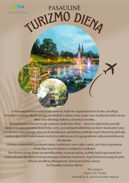 Mero sveikinimas Pasaulinės turizmo dienos proga