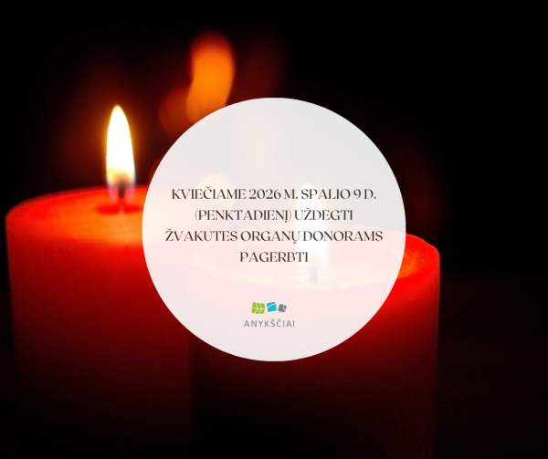 Kviečiame 2026 m. spalio 9 d. (penktadienį) uždegti žvakutes organų donorams pagerbti